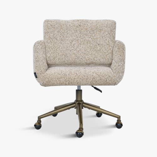 Bürosessel Valeria textil beige - NV GALLERY - Braun gesprenkelt / Messing Gebürstet - Eisen, High Density-Schaum, Tissu Tweed