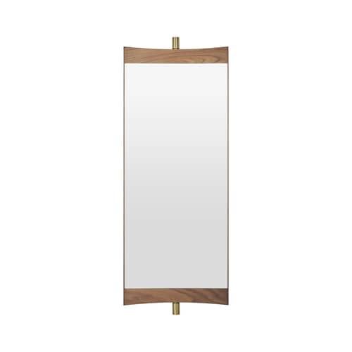 Wandspiegel Vanity 1 holz natur / L 28 x H 73,8 cm - Schwenkbar - Gubi - L 28 x H 73,8 cm - Glas, Messing, Nussbaumfurnier