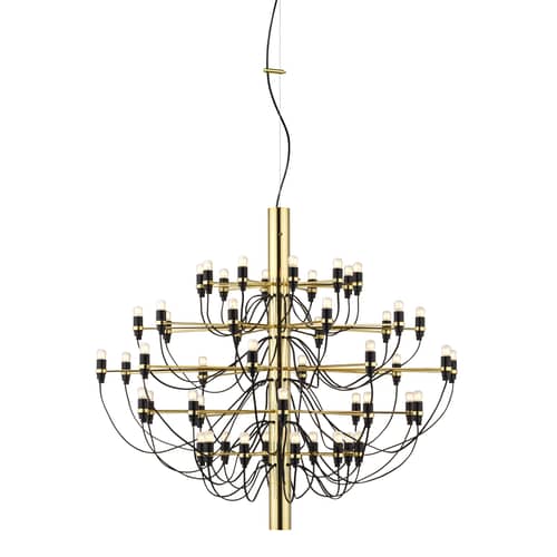 Sospensione 2097 oro metallo / 50 lampadine smerigliate INCLUSE - Ø 100 cm - Flos - Ottone - Ferro