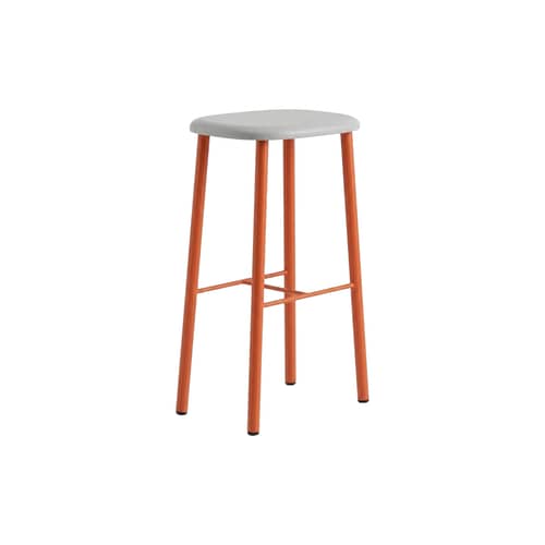 Barhocker Bird holz orange / H 75 cm – Ungefüllt - raawii - Orange / Graue Sitzfläche - Lackierte Esche, massiv, thermolackierter Stahl