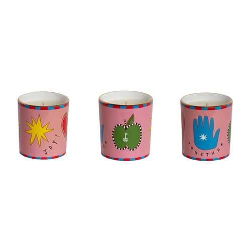 Bougie parfumée Joy céramique rose / Ø 9.5 x H 10.3 cm - Bitossi Home - Rose & multicolore - Cire, Porcelaine
