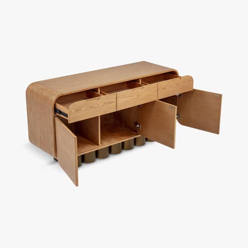 Buffet Leylia legno naturale / L 150 cm - NV GALLERY - / L 150 cm - Bois composite, Impiallacciatura in frassino