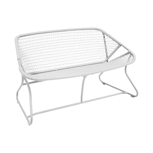 Canapé de jardin 2 places Sixties / L 118 cm - Plastique tressé - Fermob - Pied Blanc / Siège Blanc - Aluminium, Résine polymère