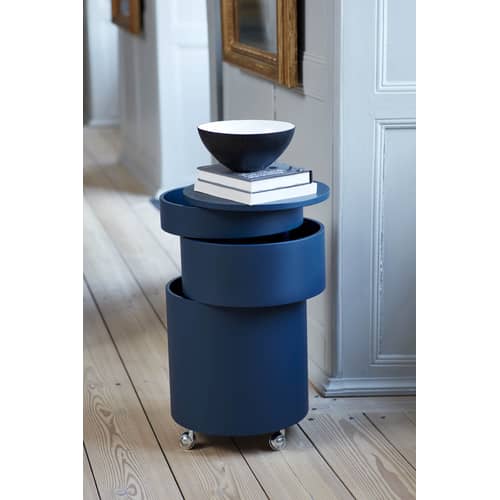 Chariot Barboy bois bleu / Panton 1963 - Verpan - Bleu - Bois