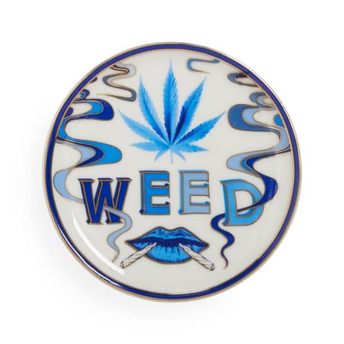 Set de 4 dessous de verre Druggist céramique / Porcelaine & or - Jonathan Adler - DRuggiste / Bleu - Porcelaine