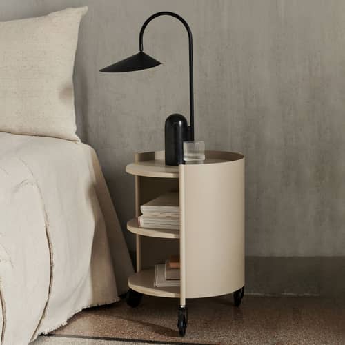 Servierwagen Eve metall beige / Ø 40 x H 53 cm - Ferm Living - Kaschmir-beige - Stahl