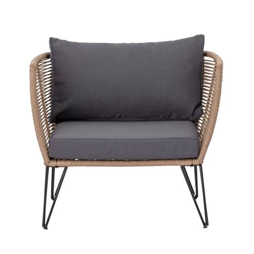 Fauteuil rembourré Mundo / Fils PVC - Bloomingville - Taupe / Tissu gris foncé - Acier laqué, Tissu polyester