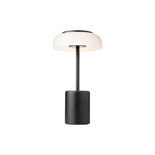 Kabellose, wiederaufladbare Außenlampe Blossi LED plastikmaterial schwarz / H 26 cm - NUURA - Schwarz / Opalinweiß - Metall, Polyacryl