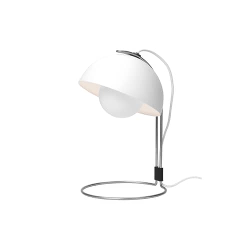 Lampe de table FlowerPot VP4 métal blanc / H 36 cm - By Verner Panton, 1968 - &tradition - Blanc - Aluminium laqué