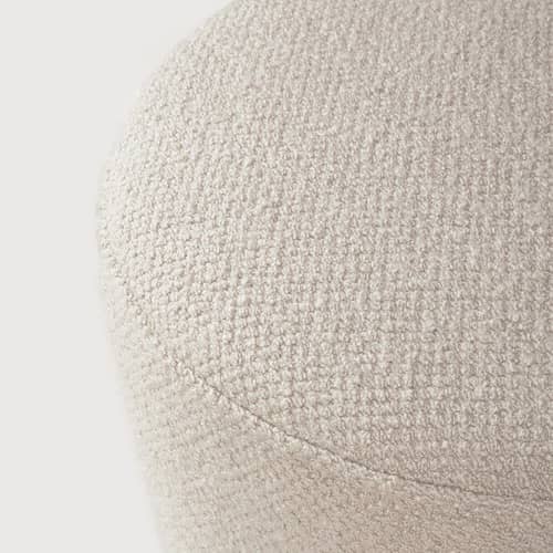 Pouf Barrow tissu blanc beige / Ø 40 cm - Ethnicraft - Blanc cassé - Bois, Mousse haute densité, Tissu