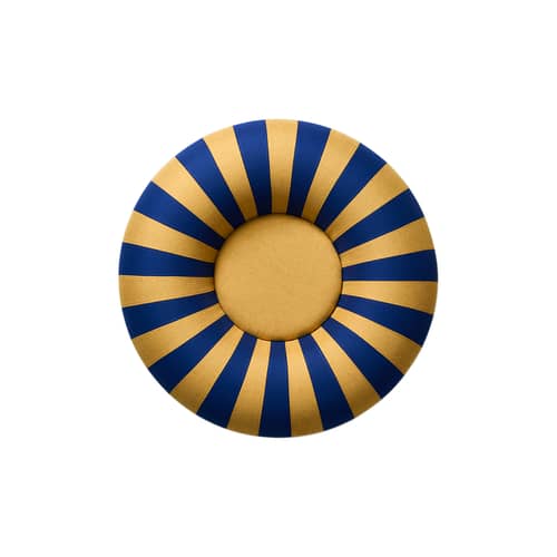 Pouf d\'extérieur gonflable Float Small tissu multicolore / Ø 80 cm - STUDIO ABOUT - Bleu foncé / Ocre - Caoutchouc, Tissu polyester
