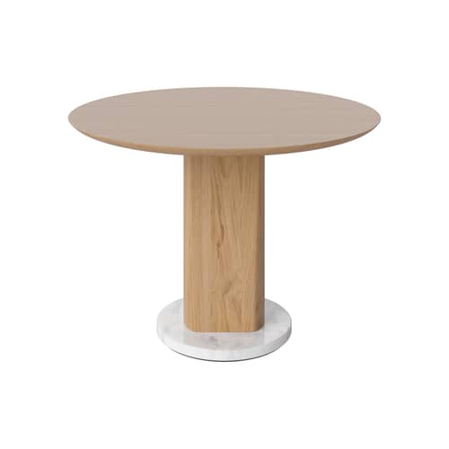 Table basse Root marbre bois naturel / Ø 60 x H 44 cm - Marbre & chêne - Bolia - Chêne / Marbre blanc-gris - Chêne massif, Marbre