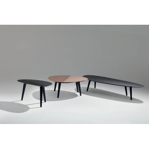 Table basse Tweed Mini Medium bois naturel / 96 x 99 cm - Zanotta - Noyer - Acier verni, Bois plaqué noyer