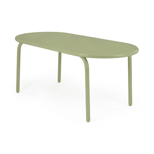 Table ovale Groove métal vert / 186 x 86 cm - Tom Dixon - Vert mousse - Aluminium