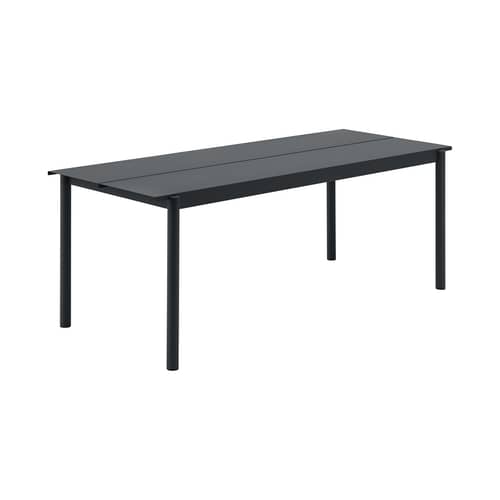 Table rectangulaire Linear métal noir / 200 x 75 cm - Muuto - Noir - Acier revêtement poudre
