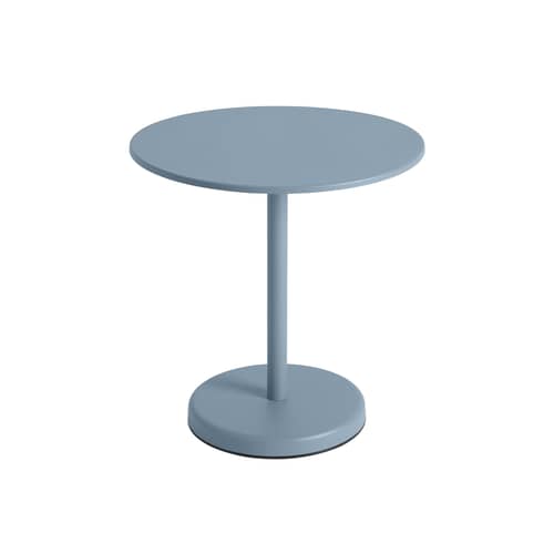 Table ronde Linear Café métal bleu / Ø 70 cm / Seconde vie - Muuto - Bleu clair - Acier revêtement poudre