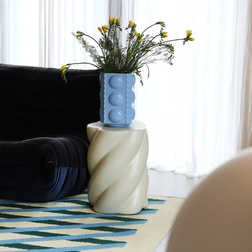 Tapis Remsa bleu / 195 x 133 cm - Laine - & klevering - Remsa / Beige & bleu - Laine de Nouvelle-Zélande