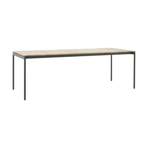 Tavolo rettangolare Ville AV26 legno naturale / 220 x 90 cm - &tradition - Verde bronzo / Teak - Acciaio, Teck