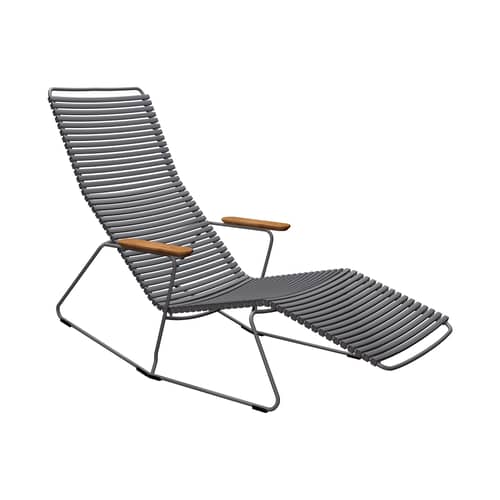 Transat inclinable Click Sunrocker plastique gris / 2 positions - Houe - Gris foncé - Acier thermolaqué, Bambou, Polypropylène
