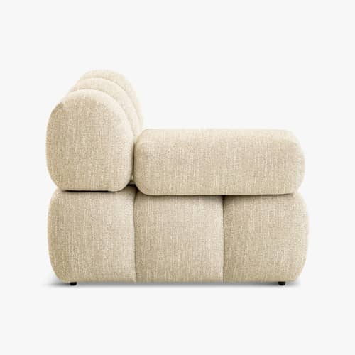 Poltrona imbottita Waffle tessuto beige / Divano modulabile - Bracciolo intercambiabile - NV GALLERY - Tweed Beige - Schiuma ad alta densità, Tessuto