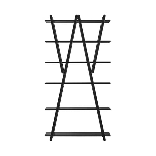 Nuvola Rossa Bookcase wood black / Vico Magistretti, 1977 - W 100 x H 192 cm - CASSINA - Black lacquered beech - Lacquered MDF, Lacquered solid beech