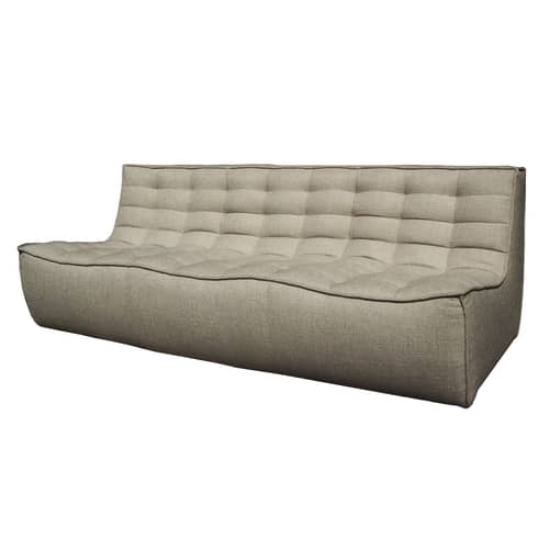 Canapé droit N701 tissu beige / 3 places - L 210 cm - Ethnicraft - Beige (tissu standard) - Bois, Mousse, Tissu