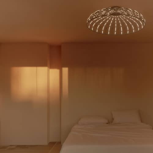 Deckenleuchte Skynest C LED textil rot / Ø 90,4 cm - Recyceltes Polyestergewebe - Flos - Ziegelrot - Metall, Recyceltes Polyestergewebe