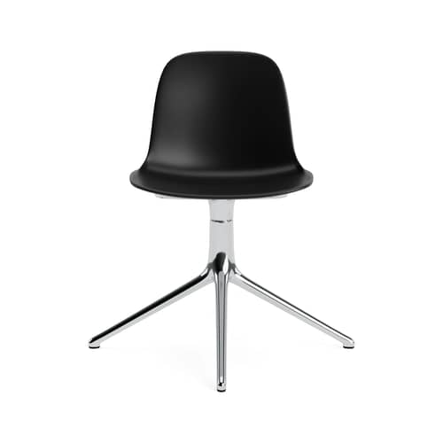 Drehstuhl Form 4L plastikmaterial schwarz - Normann Copenhagen - Schwarz / Alu-Fuß - poliertes Aluminium, Polypropylen