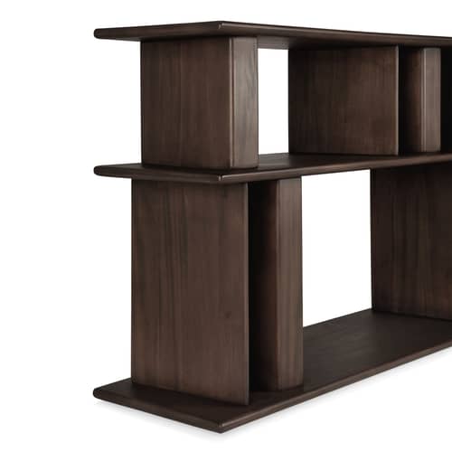 Etagère basse Block bois marron / L 210 x H 70 cm - Ethnicraft - Acajou espresso - Acajou massif teinté