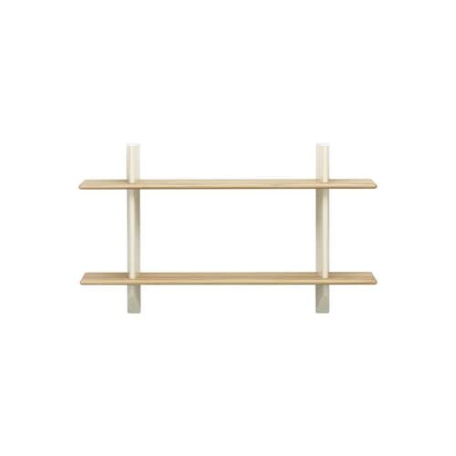 Etagère Rayonnage Mural   / Jean prouvé, 1936 - L 118 x H 70 cm - Vitra - Blanc Colombe / Chêne naturel - Acier, Chêne massif