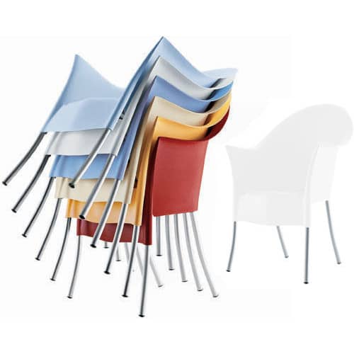 Fauteuil empilable Lord Yo plastique noir / Seconde vie - Driade - Noir - Aluminium, Polypropylène