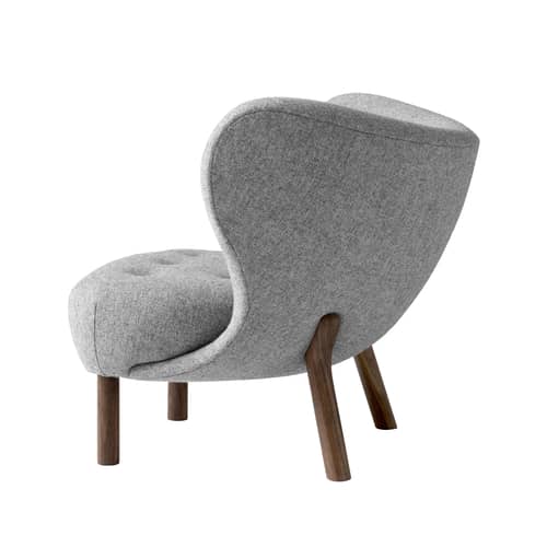 Fauteuil rembourré Little Petra VB1 tissu gris / Réédition 1938 - Tissu Hallingdal - &tradition - Gris (tissu Hallingdal) / Noyer - Mousse, Noyer massif, Tissu Hallingdal