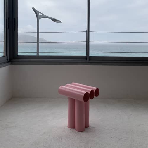 Hocker Septem metall rosa / Aluminiumrohre - Axel Chay - Rosa - Thermolackiertes Aluminium