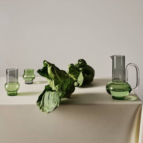 Karaffe Bump glas grün / Geblasenes Glas - 750 ml - Tom Dixon - Grau & Grünblau - Geblasenes Borosilikatglas