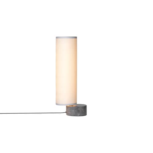 Lampe de table The Unbound LED / H 45 cm - marbre / Pivotant - Gubi - Lin blanc / Marbre gris - Lin, Marbre