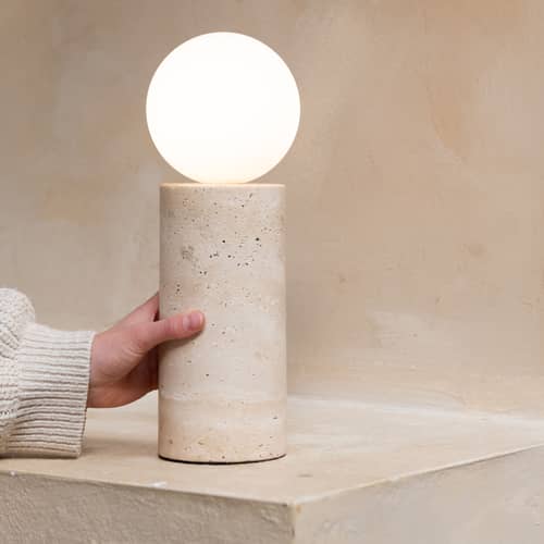 Lampe de table Tivoli - It\'s about Romi - Blanc - Travertin, Verre