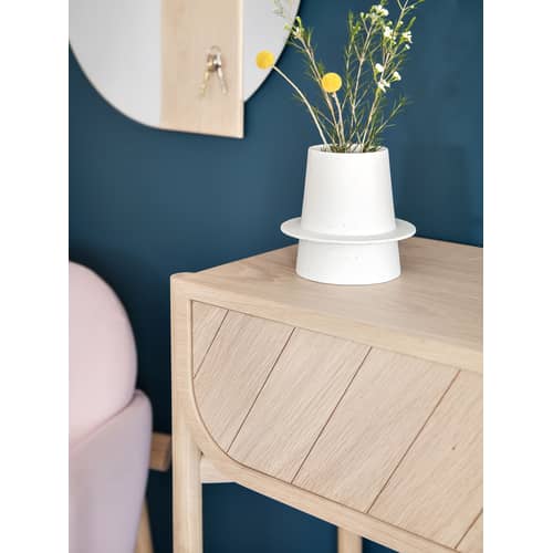 Marius Console natural wood / With drawer - L 100 cm - Hartô - Natural oak - MDF veneer oak, Metal, Solid oak