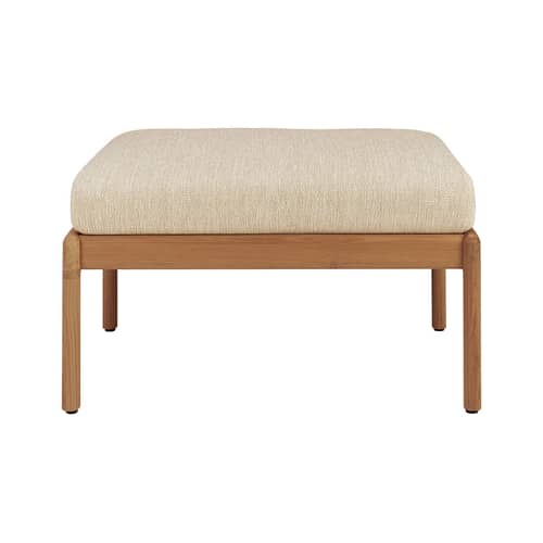 Outdoor-Hocker Jack Outdoor textil holz beige / Teakholz & Stoff - 71 x 54 cm - Ethnicraft - Natur - Massives Teakholz, Polypropylen-Stoff, Schaumstoff