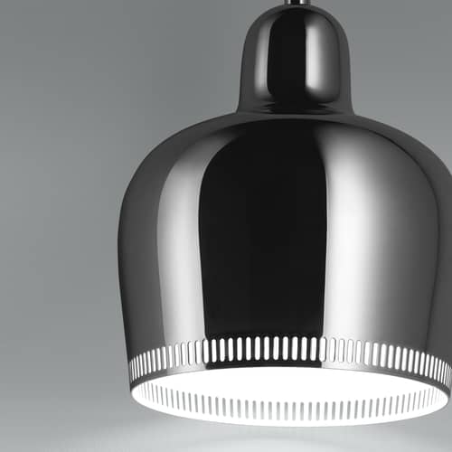 Golden Bell A330S Pendant metal silver / Alvar Aalto, 1937 - ARTEK - Chromed - Spun steel