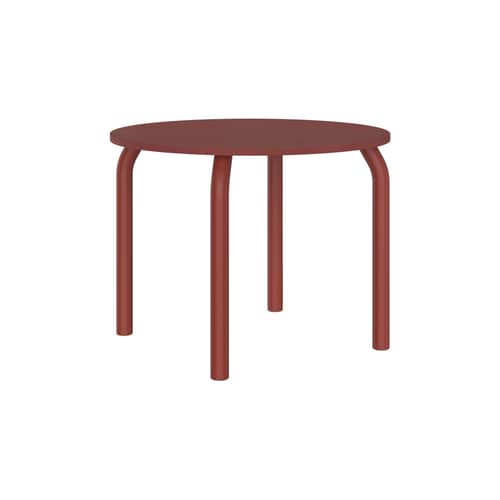 Runder Tisch Meko holz rot / Ø 100 cm - 2 bis 4 Personen - NOO.MA - Rot auburn - Eschenfurnier, Stahl