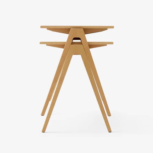 Schreibtisch Daystak RD2 holz natur / Robin Day, 1951 - L 122 x Prof. 61 cm - &tradition - Buche - Buchenfurnier, massive Buche