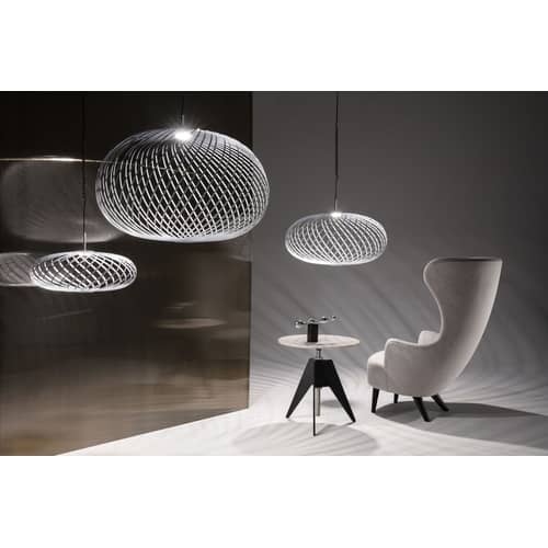 Sospensione Spring Medium LED oro metallo / Ø 79 x H 45 cm - Strisce d\'acciaio modulabili - Tom Dixon - Ottone - Acciaio inossidabile