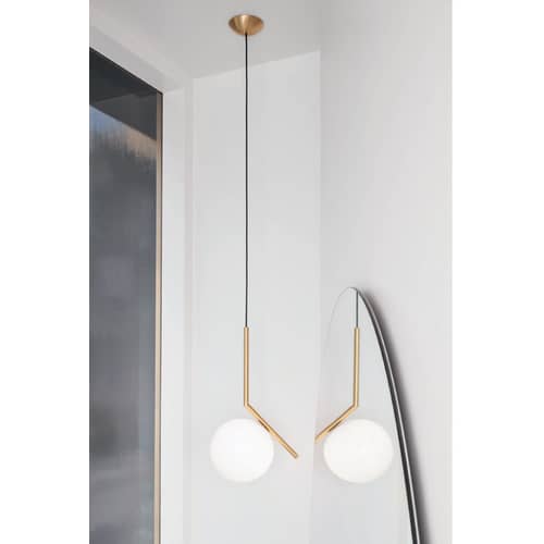 Suspension IC S1 verre noir / Ø 20 x H 48 cm - Michael Anastassiades, 2014 - Flos - Noir - Acier verni, Verre soufflé