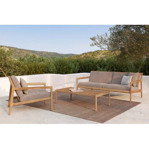 Table basse Jack Outdoor tissu bois naturel / 120 x 65 cm - Teck - Ethnicraft - 120 x 65 cm / Teck - Teck massif