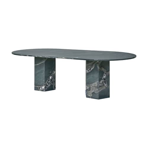 Table ovale Epic Outdoor vert / 240 x 120 cm (8 personnes) - Quartzite - Gubi - Vert Botanic - Quartzite