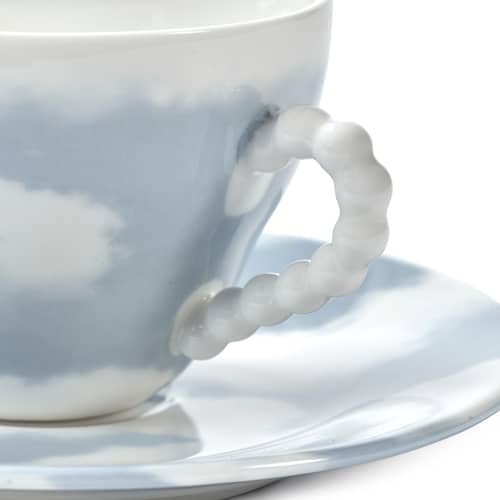 Tasse mit Untertasse Rêves de Rêves keramik blau / Set von 2 - Serax - Himmelblau & Weiß - emailliertes Porzellan