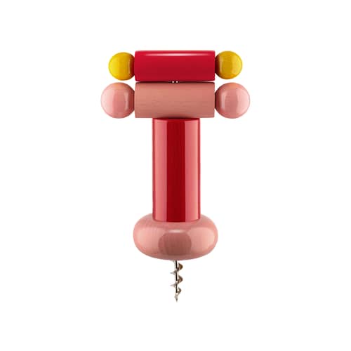 Tire-bouchon Twergi bois rose / By Ettore Sottsass - Alessi 100 Values Collection - Alessi - Rose - Acier inoxydable, Hêtre massif tourné certifié FSC