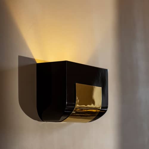 Chicago Wall light wood black - RED Edition - Black / Brass - Brass, Lacquered wood