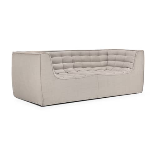 Canapé 2 places N701 tissu beige / L 205 cm - Ethnicraft - Beige (tissu standard) - Bois, Mousse PU haute densité, Tissu