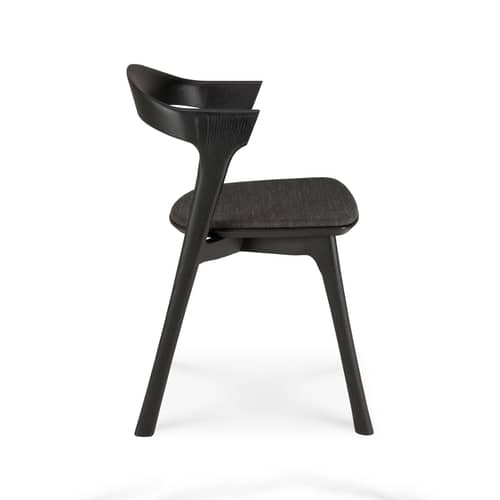 Chaise Bok Indoor bois noir / Assise tissu - Ethnicraft - Chêne noir / Tissu noir - Chêne massif teinté, Mousse PU, Tissu